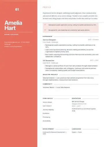 Angle Grid CV template preview