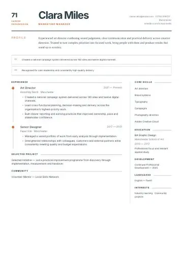 Asymmetric Executive CV template preview
