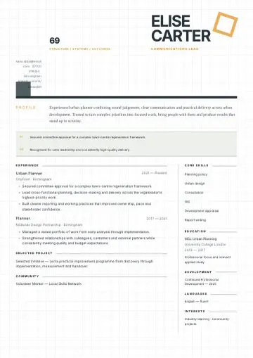 Azure Grid CV template preview