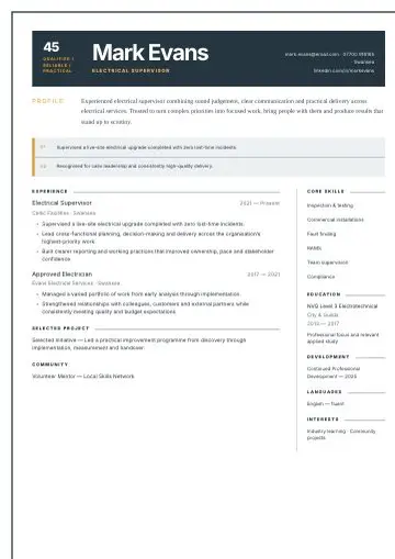 Career Returner CV template preview