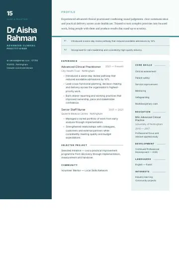 Education First CV template preview