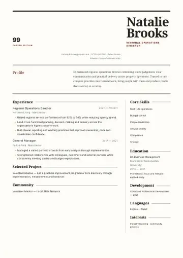 Fashion Editorial CV template preview