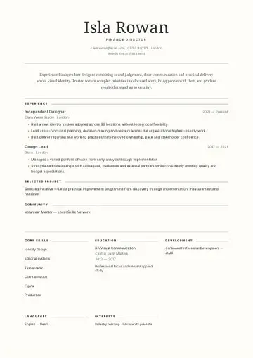 Field Notes CV template preview