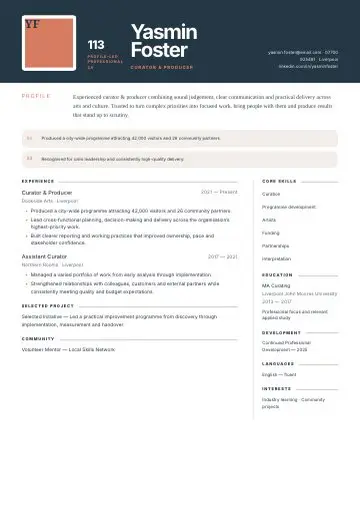 Gallery Profile CV template preview