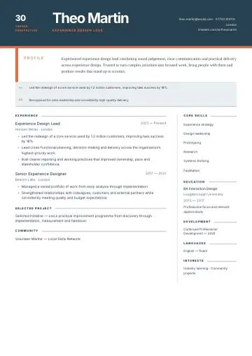 Geo Construct CV template preview