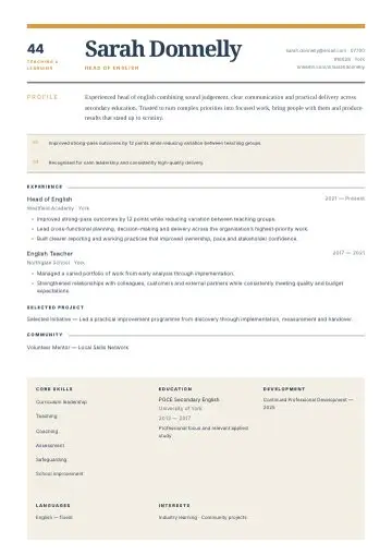 Graduate Plus CV template preview