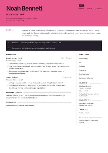 Greenhouse CV template preview
