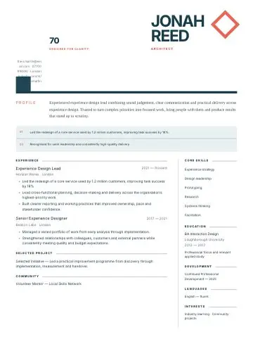 Mint Modern CV template preview
