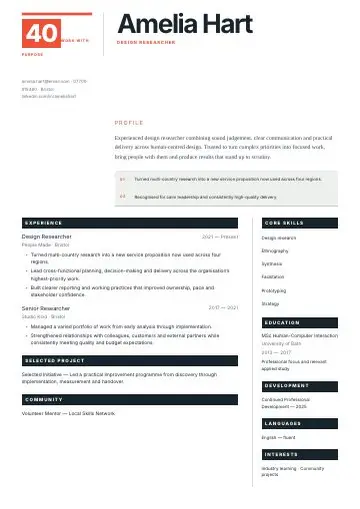 Newsprint CV template preview