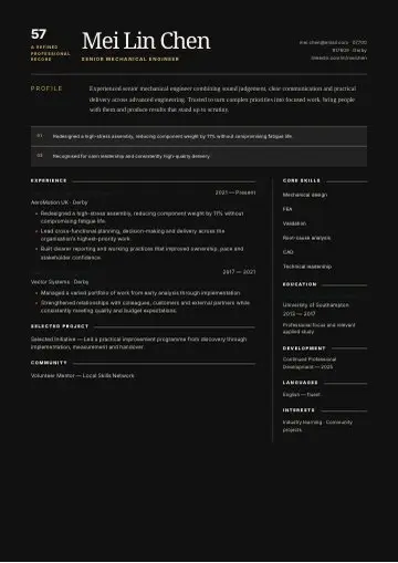 Noir Luxe CV template preview