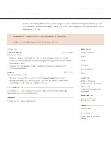 Pastel Studio CV template preview