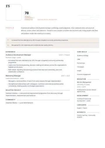 Personal Brand CV template preview