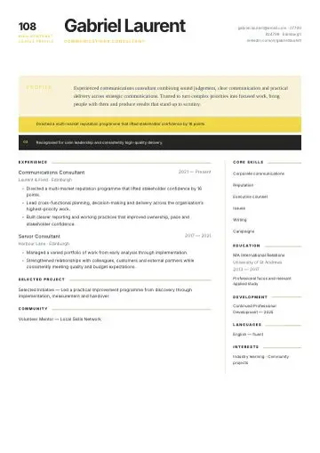 Portrait Editorial CV template preview