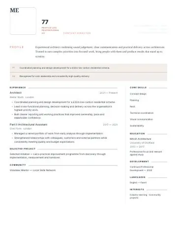 Portrait Mono CV template preview