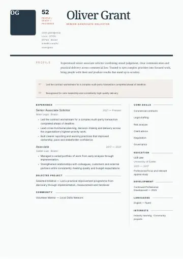 Portrait Sage CV template preview
