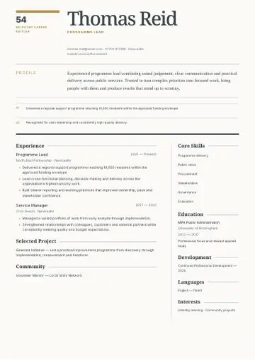 Poster Persona CV template preview