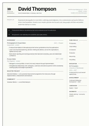 Quiet Grid CV template preview
