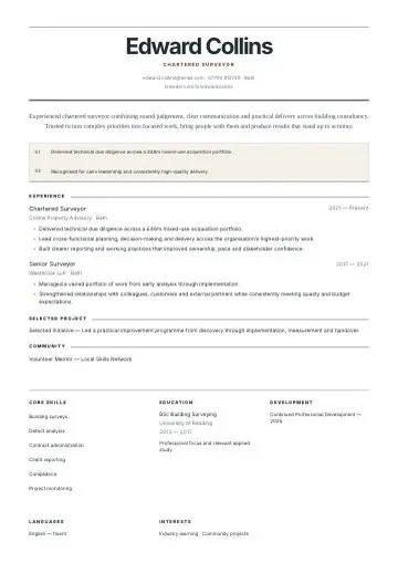 Research & Policy CV template preview