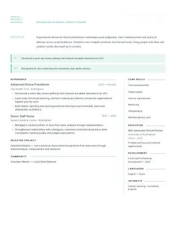 Swiss Modern CV template preview