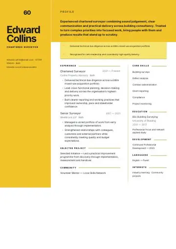 Tangerine Studio CV template preview