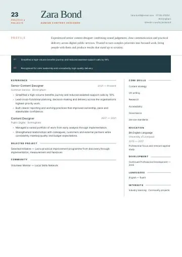 Urban Clean CV template preview