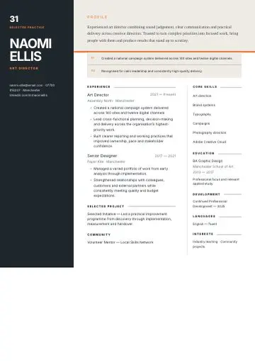 Yellow Block CV template preview